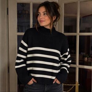 NWT A New Day Black & White Striped Crewneck Sweater Size XXL
